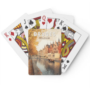 Bruges Belgium Illustration Travel Art Vintage Poker Cards