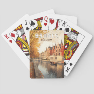 Bruges Belgium Illustration Travel Art Vintage Poker Cards