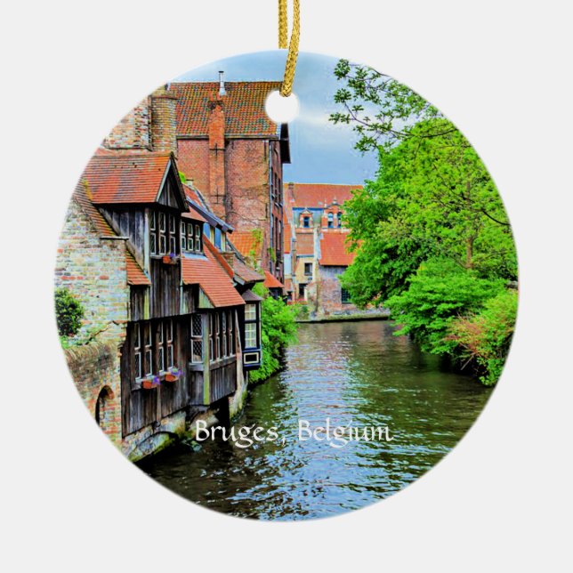 Bruges, Belgium scenic photograph Ceramic Ornament (Front)