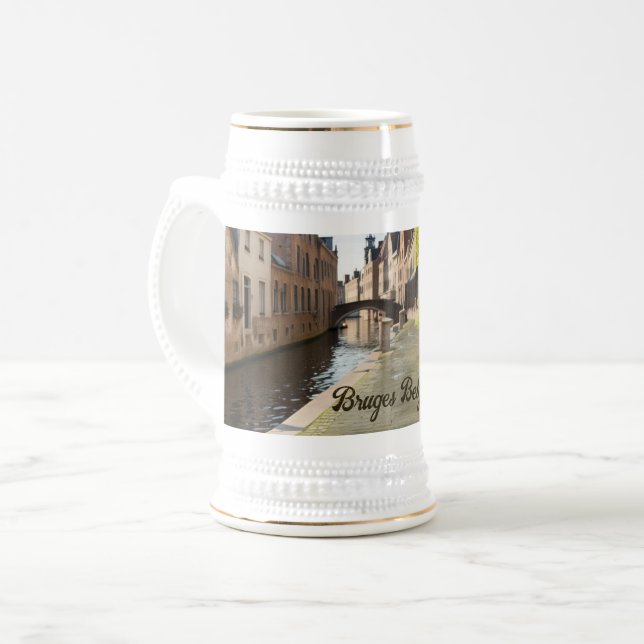 Bruges Belgium Sketch Medieval | Beer Stein (Front Left)