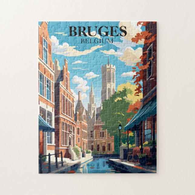 Bruges Belgium Travel Illustration Jigsaw Puzzle (Vertical)