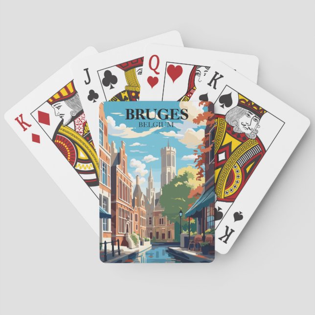 Bruges Belgium Travel Illustration Poker Cards (Back)