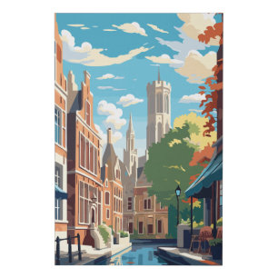 Bruges Belgium Travel Illustration Wall Art
