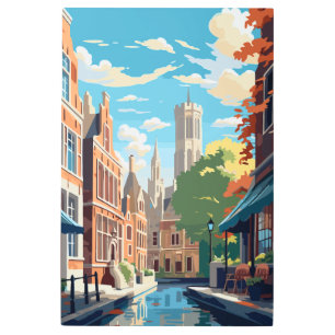 Bruges Belgium Travel Illustration Wall Art