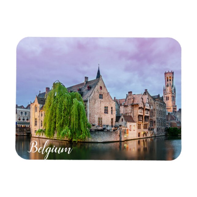 Bruges old town and Belfry tower Magnet (Horizontal)