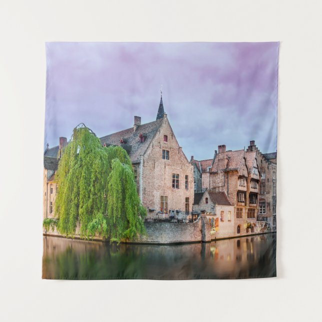 Bruges old town and Belfry tower Tapestry (Front)