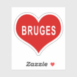 BRUGES Red Love Heart Vinyl Sticker