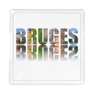 Bruges text photo composition acrylic tray