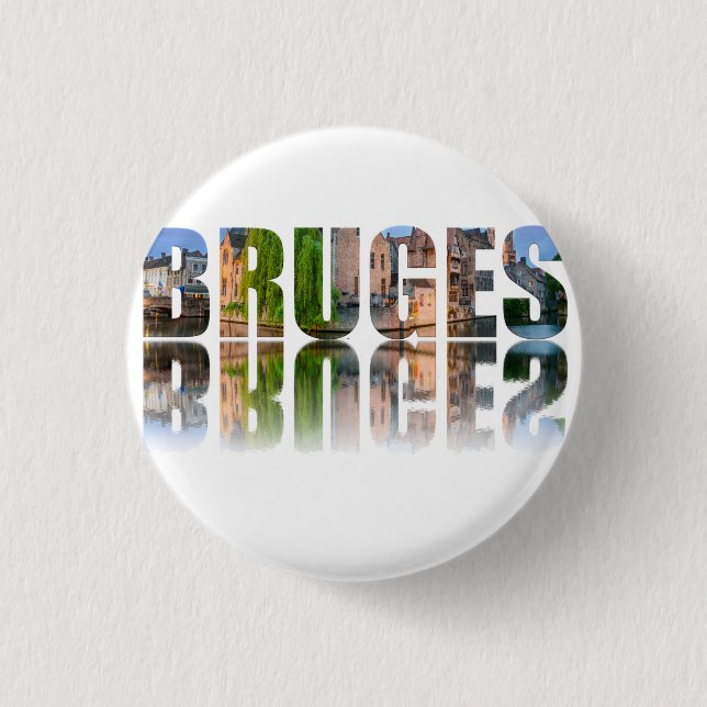 Bruges text photo composition button (Front)
