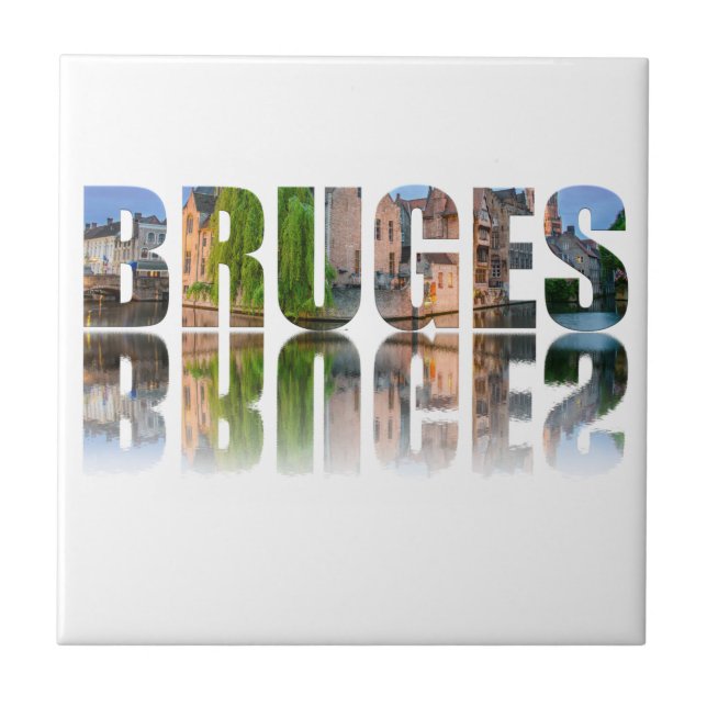 Bruges text photo composition ceramic tile (Front)