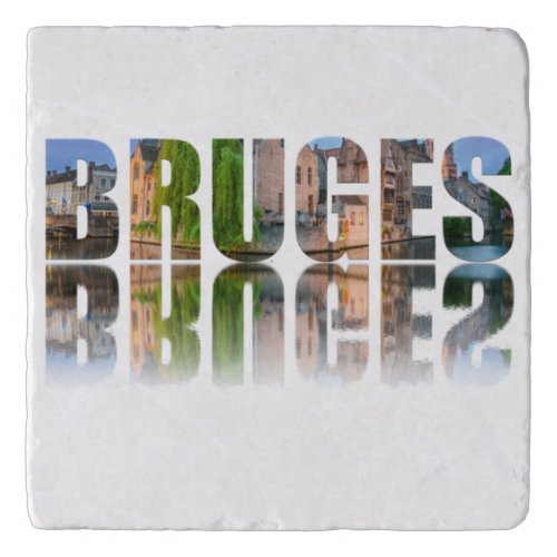 Bruges text photo composition trivet