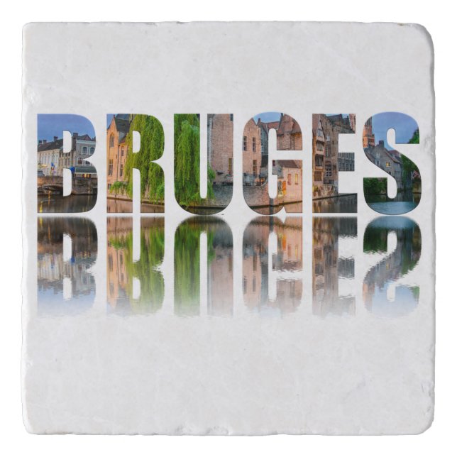 Bruges text photo composition trivet (Front)