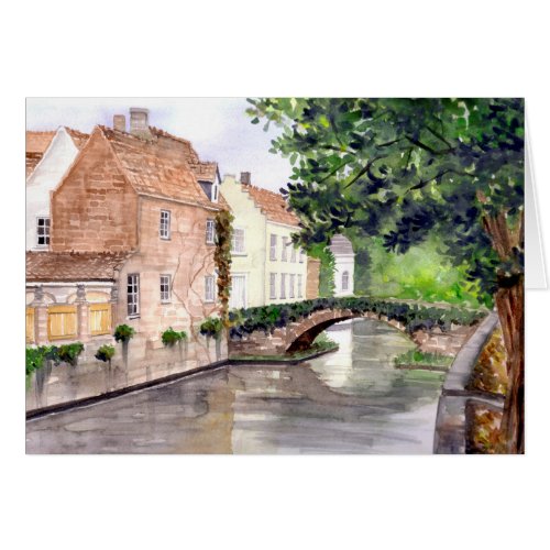 Bruges Watercolor Painting by Farida Greenfield