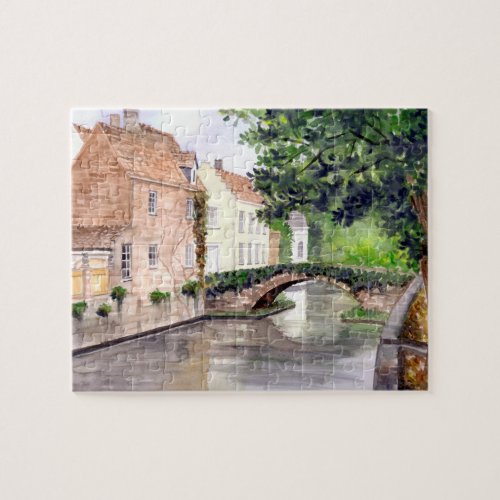 Bruges Watercolor Painting by Farida Greenfield Jigsaw Puzzle