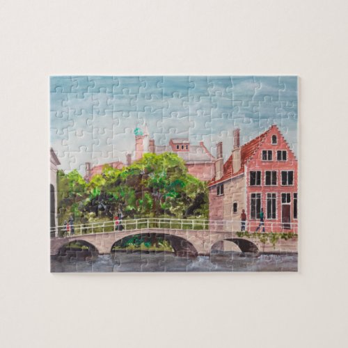 Bruges Watercolor Painting by Farida Greenfield Jigsaw Puzzle
