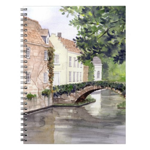 Bruges Watercolor Painting by Farida Greenfield Notebook