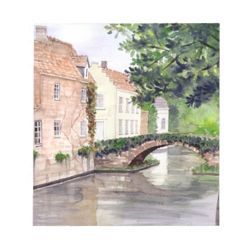 Bruges Watercolor Painting by Farida Greenfield Notepad