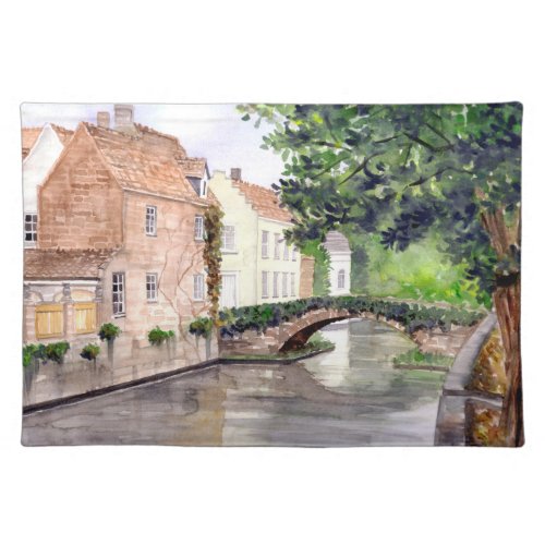 Bruges Watercolor Painting by Farida Greenfield Placemat