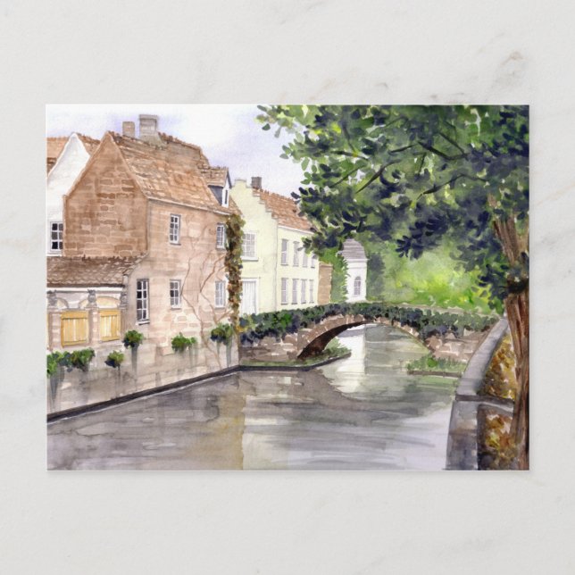 Bruges Watercolor Painting by Farida Greenfield Postcard (Front)