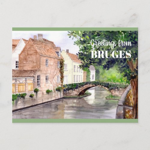 Bruges Watercolor Painting by Farida Greenfield Postcard