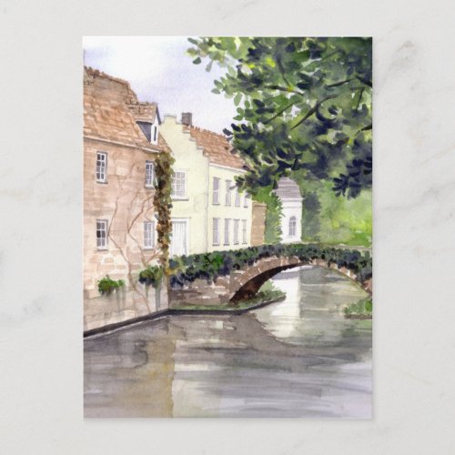 Bruges Watercolor Painting by Farida Greenfield Postcard