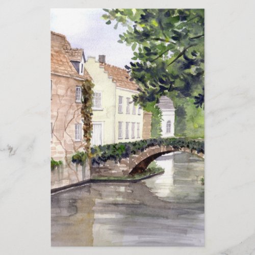 Bruges Watercolor Painting by Farida Greenfield Stationery