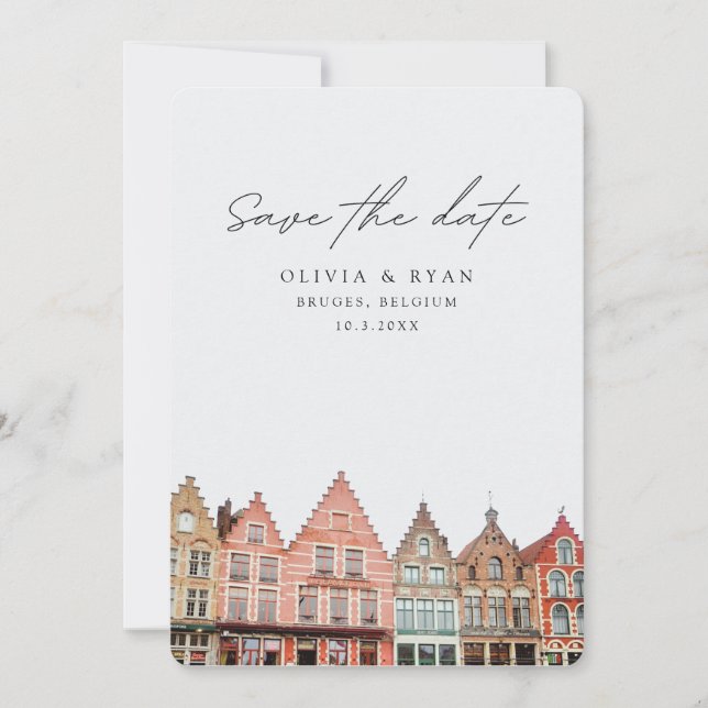 Bruges Wedding Belgium Save the Date Invitation (Front)