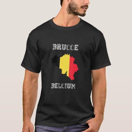 Brugge Belgium Vintage Belgium Flag Map Design T_Shirt