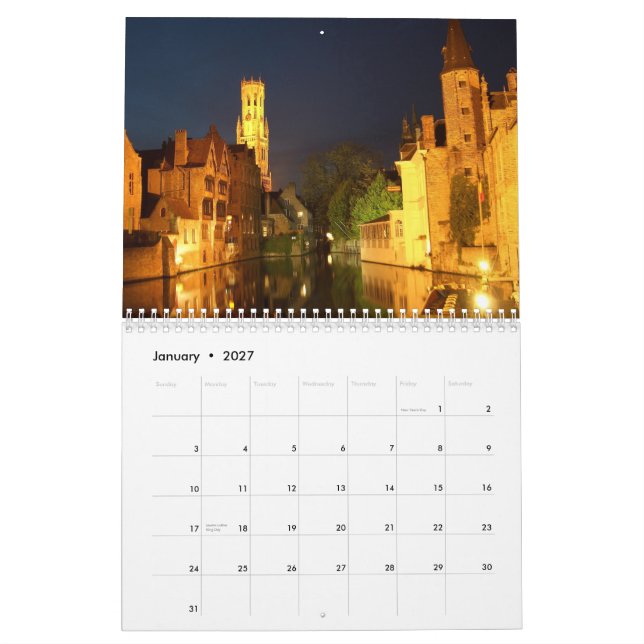 Brugge(Bruges), Belgium Calendar (Jan 2027)