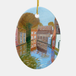 Brugge canal ceramic ornament