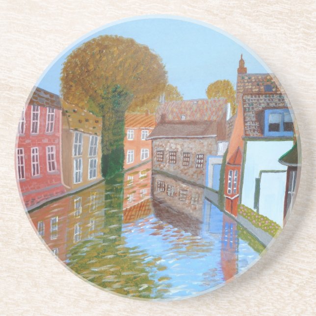 Brugge canal drink coaster (Front)
