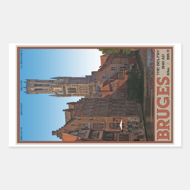 Brugge - The Belfry Rectangular Sticker (Front)