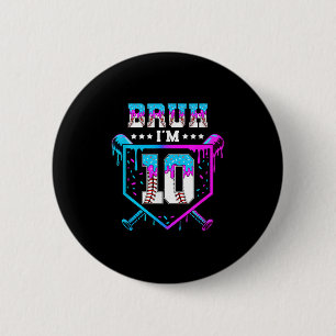 Bruh 10th Birthday Boy Baseball Ice Cream Drip 10 Button