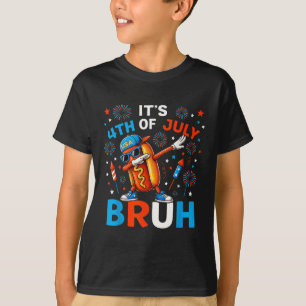 Bruh 4th Of July Boys Kids Hotdog Funny Fourth Of T-Shirt