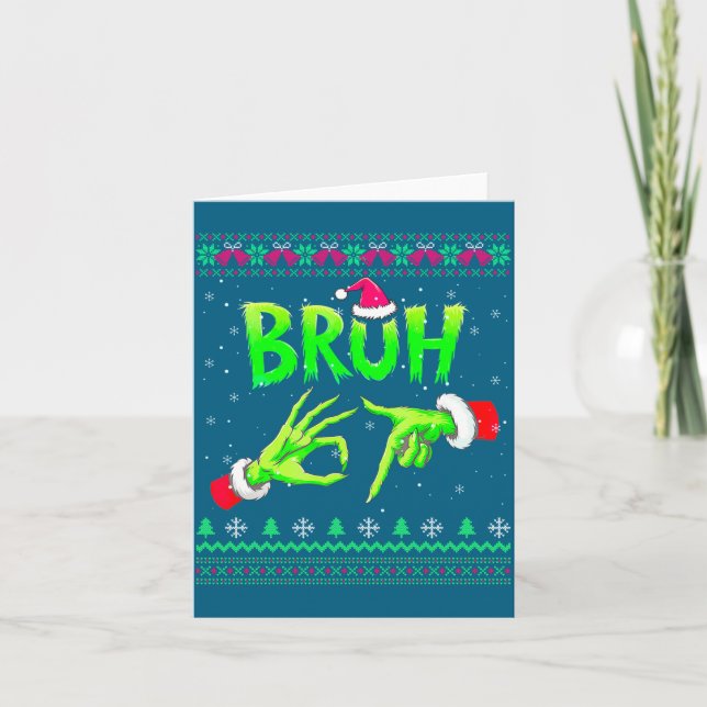Bruh 67 Christmas Ugly Sweater Six Seven Meme 6 7  Card (Front)
