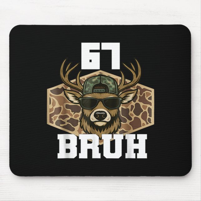 Bruh 67 Deer Funny Deer Hunting Camo Hat Youth Tee Mouse Pad (Front)