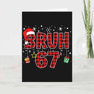 Bruh 67 Meme Funny Christmas Red Plaid Xmas Pajama Card
