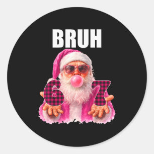 Bruh 67 Santa Bubble Gum Six Seven Meme Christmas Classic Round Sticker