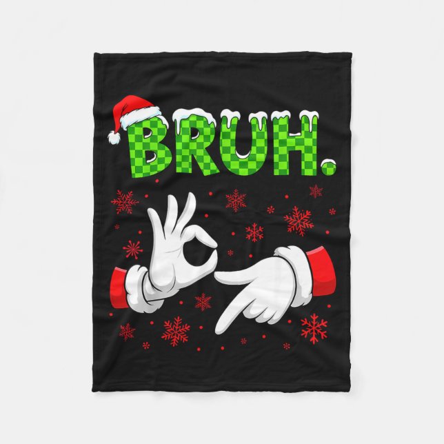 Bruh 67 Santa Hand Six Seven Meme Christmas Matchi Fleece Blanket (Front)