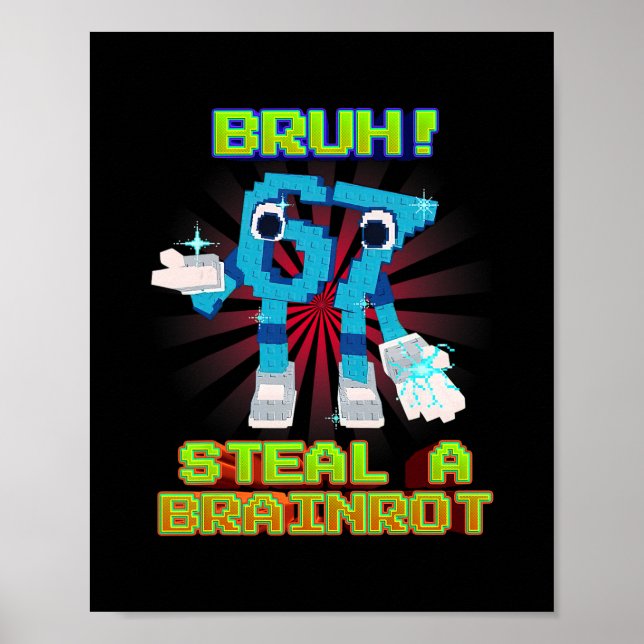 Bruh 67 Six Seven 6-7 Funny Brainrot Meme For Kids Poster (Front)