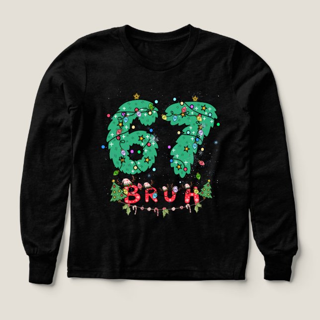 Bruh 67 Six Seven 6 7 Meme Christmas Boy and girl Tri-Blend Shirts (Design Front)