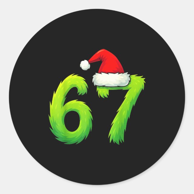 Bruh 67 Six Seven 6 7 Meme Christmas Funny  Classic Round Sticker (Front)