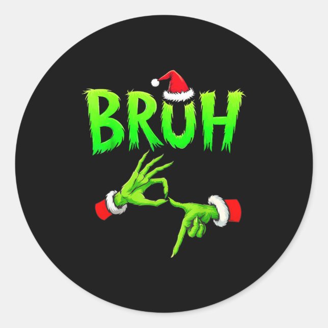 Bruh 67 Six Seven 6 7 Meme Christmas Funny Gen Alp Classic Round Sticker (Front)