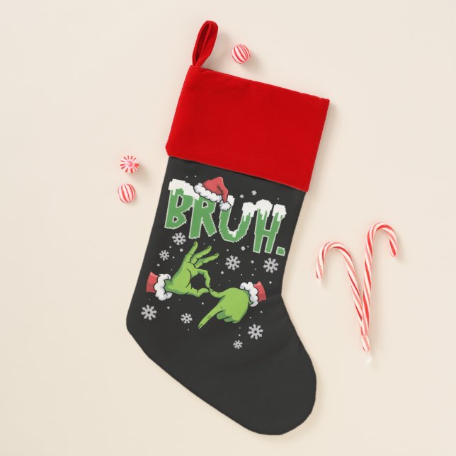 Bruh 67 Six Seven 6 7 Meme Christmas Funny Gen  Stocking (Front)