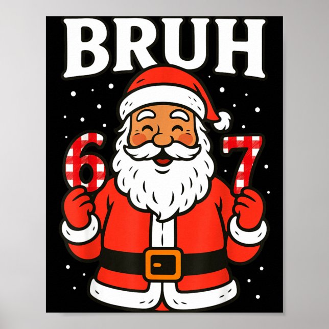 Bruh 67 Six Seven 6 7 Meme Christmas Santa Pajamas Poster (Front)