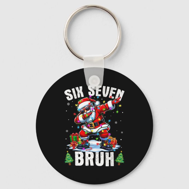 Bruh 67 Six Seven Santa Dabbing Christmas Shirts B Keychain (Front)
