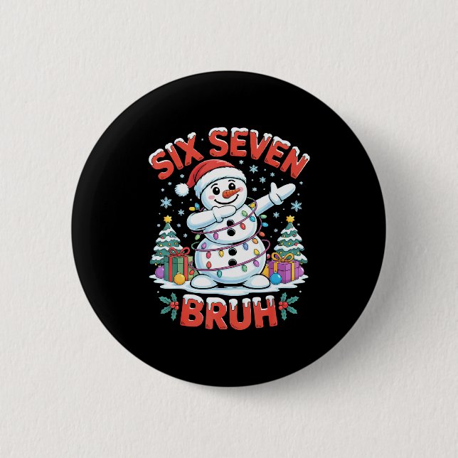 Bruh 67 Six Seven Snowman Dabbing Christmas Shirts Button (Front)