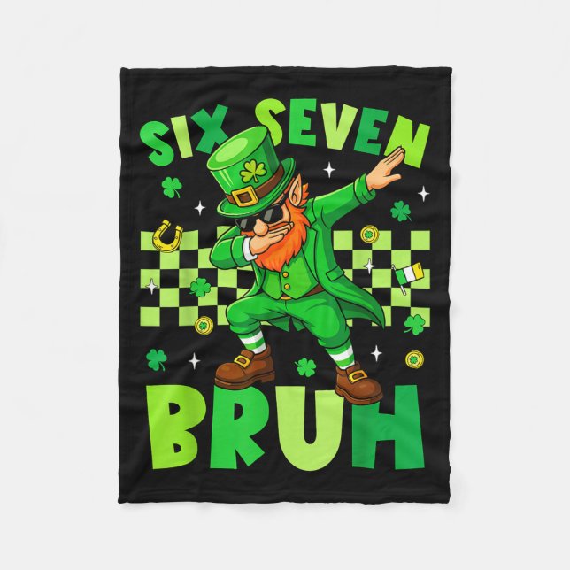 Bruh 67 St. Patricks Day Leprechaun Six Seven 6 7  Fleece Blanket (Front)