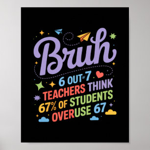 Bruh 67 Teachers Meme Funny School Quote Poster