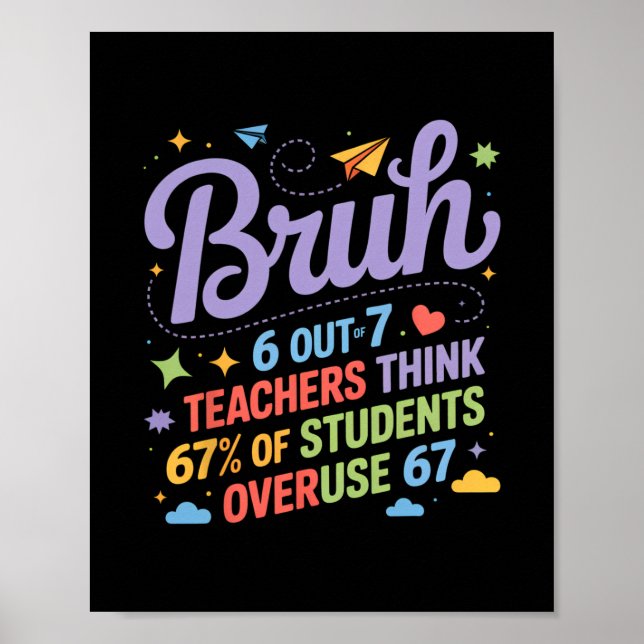 Bruh 67 Teachers Meme Funny School Quote  Poster (Front)